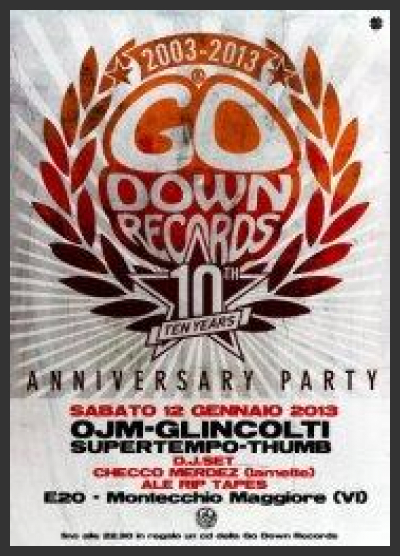 Grande evento sabato 12 gennaio all' E20 per l'anniversario della Go Down Records