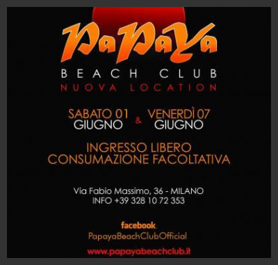 Venerdì 7 giugno Inaugurazione di stagione al Papaya di Milano!