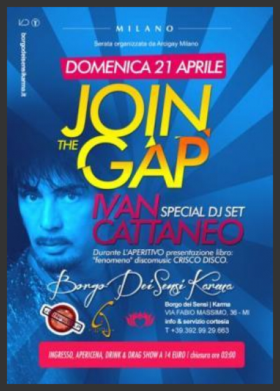 Il 21 aprile Join The Gap con Ivan Cattaneo al Borgo dei Sensi